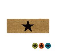 Relaxdays - Felpudo Estrella para la Entrada, 1.5 x 75 x 25 cm, Fibra de Coco y PVC, Antideslizante, Color Natural