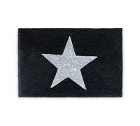 Relaxdays Felpudo negro de coco con estrella negro,gris