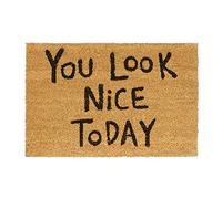 Relaxdays Felpudo You Look Nice Today para la Entrada, 40 x 60 cm, Fibra de Coco y PVC, Antideslizante, Color Natural