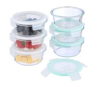 Relaxdays Fiambreras cristal con tapa set blanco,transparente,turquesa