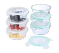 Relaxdays Fiambreras cristal con tapa set blanco,transparente,turquesa