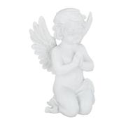 Relaxdays Figura de ángel rezando para jardín blanco