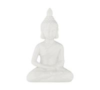 Relaxdays Figura de buda sentado de 17 cm blanco