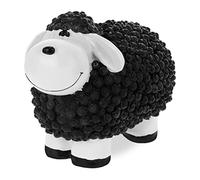 Relaxdays Figura Decorativa Oveja, Decoración Interior y Exterior, 16 x 21 x 12,5 cm, Adorno Cordero Polirresina, Negro