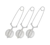 Relaxdays Filtro para té, Pinzas, Coladores, Bola infusora, Malla fina, Acero inoxidable, Ø 4 cm, 3 Uds., Plateado