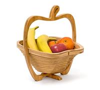 Relaxdays Frutero desplegable en Forma de Manzana, Bambú, 27 x 29.5 x 22.5 cm, 0.6 KG