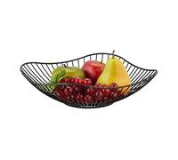 Relaxdays Frutero Metálico, Cesta Frutas Ovalada, 7,5 x 27 cm, Bol de Rejilla para Fruta y Verdura, Moderno, Negro