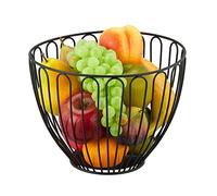 Relaxdays Frutero Metálico, Cesta Frutas Redonda, 18 x 24 cm, Bol de Rejilla para Fruta y Verdura, Moderno, Negro