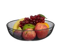 Relaxdays Frutero Metálico, Cesta Frutas Redonda, 8 x 28 cm, Bol de Rejilla para Plátanos, Verdura, Pan, Moderno, Negro