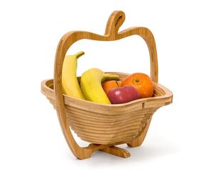 Relaxdays Frutero plegable de bambú forma manzana marrón claro