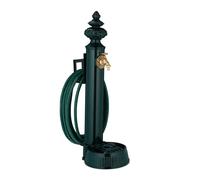 Relaxdays Fuente antigua de pie soporte manguera verde oscuro,oro