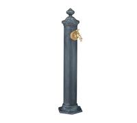 Relaxdays Fuente de Agua de Estilo Antiguo, con Grifo Jardín, 84x21,5x25 cm, Terraza, Patio, Decorativa, Gris