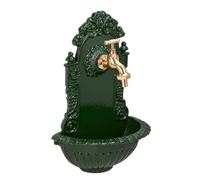 Relaxdays Fuente de Pared Antigua con Grifo, Lavabo de jardín en fundición de Aluminio, 40×24,5×13 cm, Verde