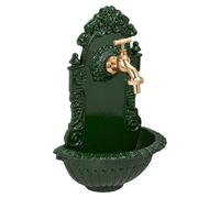 Relaxdays, fuente de pared de estilo antiguo, con grifo, diseño nostálgico, lavabo para jardín, fabricada en aluminio fundido, dimensiones: 40 x 24,5 x 13 cm, color verde