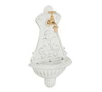 Relaxdays Fuente de pared decorativa blanco,oro