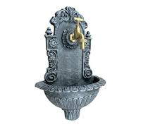 Relaxdays Fuente de Pared Estilo Antiguo con Grifo, Lavabo para jardín, Aluminio Fundido, 40 x 24,5 x 13 cm, Gris