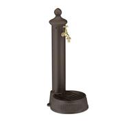 Relaxdays Fuente de pie antigua 65 cm marrón oscuro