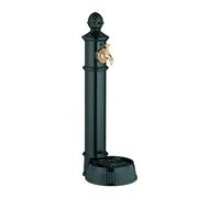 Relaxdays Fuente de Pie Antigua, con Grifo y Lavabo, 83x26x31,5 cm, Bebedero de Jardín, Terraza, Aluminio Fundido, Verde
