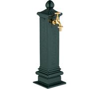 Relaxdays Fuente de pie vintage 47 cm verde oscuro,oro