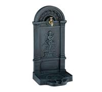Relaxdays Fuente de pie con figura de ángel verde oscuro,oro,gris