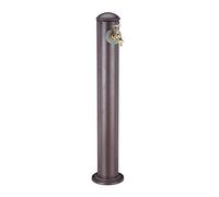 relaxdays Fuente Jardín de Pie, Diseño Antiguo, con Grifo, Toma 3/4, Columna Redonda, Aluminio, 1 Ud., 91 cm, Marrón