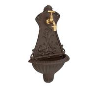 Relaxdays Fuente de pared decorativa marrón oscuro,oro