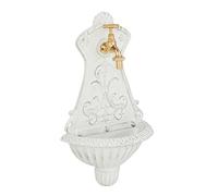 Relaxdays Fuente de pared decorativa blanco,oro