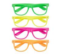 Relaxdays Pack de 4 gafas fiesta amarillo,verde,fucsia