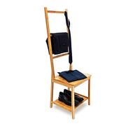 Relaxdays Galán de Noche Bambú, Silla Valet, Colgador Ropa Dormitorio, 2 Baldas, 133x40x42 cm, Perchero Madera, Marrón