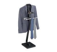Relaxdays Galán Noche con Balda de MDF y Acero, para Chaqueta y Pantalón, 112 x 46 x 32 cm, Mozo Ropa, Gris y Plateado
