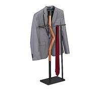 Relaxdays Galán Noche Dormitorio, Chaqueta y Pantalón, 107x48x20 cm, Mozo Ropa Metal y Efecto Madera, Gris y Marrón