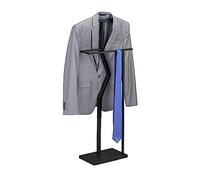Relaxdays Galán Noche para Chaqueta y Pantalón, 107 x 48 x 20 cm, Metal y Efecto Madera, Mozo Ropa Dormitorio, Negro