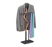 Relaxdays Galán Noche Traje y Vestido, Colgador Percha, Mozo Ropa, 107 x 47,5 x 20 cm, Acero y MDF, Antracita y Natural