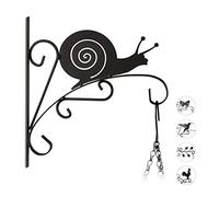 Relaxdays Gancho para macetas caracol, gancho de pared para cestos, decoración de jardín, metal, 30 x 28 x 2 cm, negro