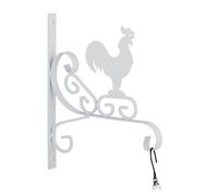 Relaxdays Gancho para macetas diseño gallo blanco blanco