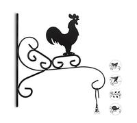 Relaxdays Gancho para macetas Gallo, Gancho de Pared para cestos, decoración de jardín, Metal, 30 x 28 x 2 cm, Negro