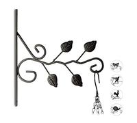 Relaxdays Gancho para macetas hojas, gancho de pared para cestos, decoración de jardín, metal, 30 x 28 x 2 cm, negro
