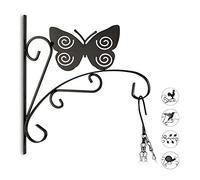 Relaxdays Gancho para macetas Mariposa, Gancho de Pared para cestos, decoración de jardín, Metal, 30 x 28 x 2 cm, Negro