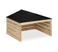 Relaxdays Garaje robot cortacésped de madera marrón claro,negro