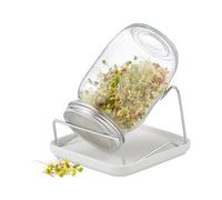 Relaxdays Germinador de semillas soporte y bandeja blanco,plata,transparente