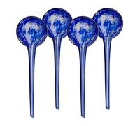 Relaxdays Globos de Riego de Cristal, Set de 4, 30x9 cm, Bolas para Regar Plantas, Autorriego Vacaciones, Azul