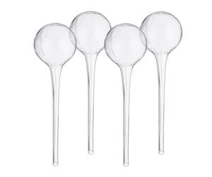 Relaxdays Globos de Riego de Cristal, Set de 4, 30x9 cm, Bolas para Regar Plantas, Autorriego Vacaciones, Transparente