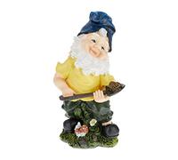Relaxdays Gnomo de Jardín con Pala, Resistente Intemperie y Heladas, 32x17x15 cm, Figura Enano, Piedra Falsa, Multicolor