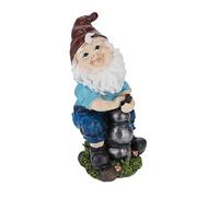 Relaxdays Gnomo Jardín con Bomba Agua, Resistente Intemperie, Heladas y Rayos UV, 24,5x11x14cm, Piedra Falsa, Multicolor