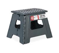 Relaxdays, Gris, 32,5 cm de alto Taburete Plegable L, Hasta 120 kg, Plástico