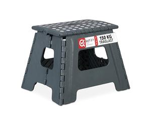 Relaxdays, Gris, 32,5 cm de alto Taburete Plegable L, Hasta 120 kg, Plástico