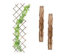 Relaxdays Guías Plantas Trepadoras, Set 3, Celosías Extensibles, Enrejado Enredaderas Pared, 180x60cm, Madera, Flameado