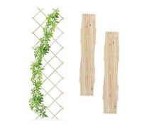 Relaxdays Guías Plantas Trepadoras, Set 3, Celosías Extensibles, Enrejado Enredaderas Pared, 180x60cm, Madera, Natural