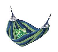 Relaxdays Hamaca de Algodón, 150 x 190 cm, con Set de Fijación, hasta 300 kg, Portátil, Cama Colgante, Azul/Verde