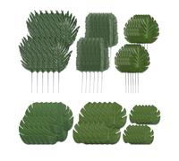 Relaxdays 72 hojas plantas tropicales artificiales verde oscuro